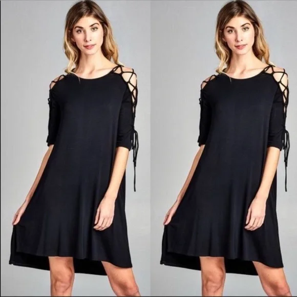 Tee Shirt LBD with Cut-Out Sleeves Small - Picture 2 of 6